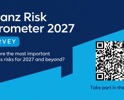 Allianz Risk Barometer 2027 แบบสำรวจความเสี่ยงทางธุรกิจ พร้อม QR code เชิญร่วมตอบแบบสำรวจ